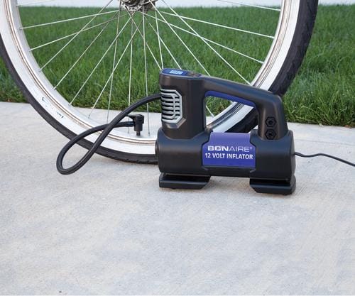 Bon-Aire 12V Tire Inflator With this12 Volt tire inflator with digital gauge and work light you can preset the PS and will auto shut off once it reaches the desired PSi-431251 Hannah's Variety Store