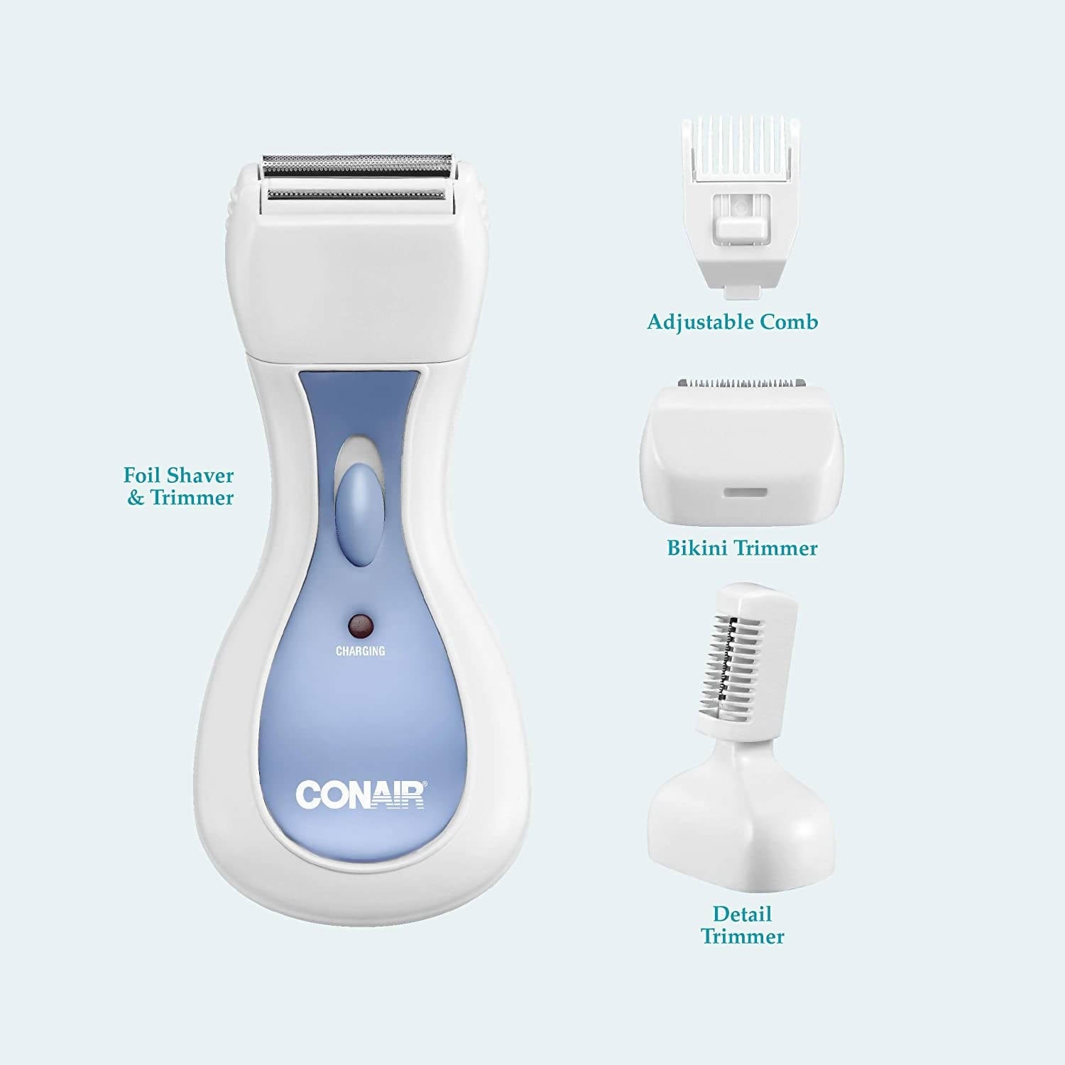 Conair Satiny Smooth All-in-One Ladies' Personal Groomer shaves legs and underarms, trim the bikini area, and even touch up eyebrows - LTGS40RCS Pie's Variety Store