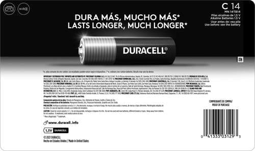 Duracell C Batteries 14 Units   Get reliable, long-lasting power from Duracell batteries. These 14 Type C 14 batteries are designed to provide the power you need for all your home devices-451758