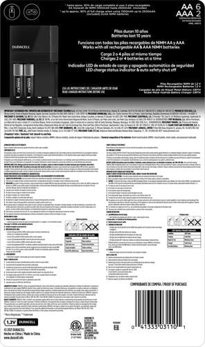 Duracell Recharge Set for Batteries AA and AAA; delivers