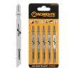 WORKSITE Jigsaw Blade Set. Cutting Tools 8TPI Jig Saw Blade. 5 Piece Jigsaw Blade For Aluminium. Designed With HSS Construction For Long Life. Ideal For Plastics (Soft And Hard), ABS, HDPE, Plexiglas, Acrylics, Cement Board, Aluminum- WTT127D Worksite Hand Tools