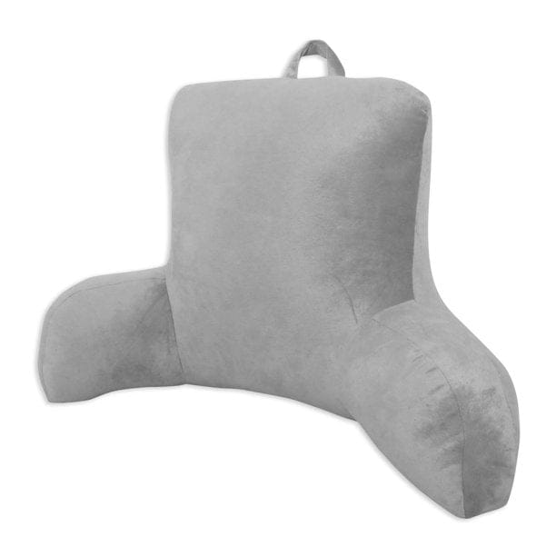 Mainstays Bed Rest Lounger Pillow -Faux Mink Fabric with Polyester Filling, 27" x 14" x 18", Solid Color Soft Silver - 42201577 ebuystt