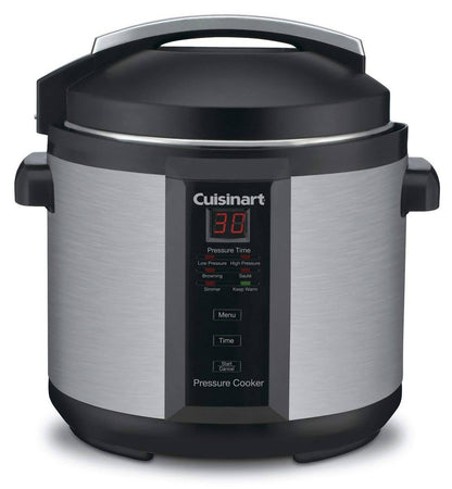 Cuisinart 6 Quart 1000 Watt Electric Pressure Cooker (Stainless Steel) This unit traps steam inside, which builds up pressure to create hotter temperatures, and its tight seal locks in heat giving great-tasting meals - CU-CPC-600 Pie's Variety Store