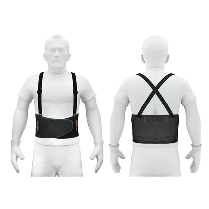 Truper Back Support Belt with Adjustable Suspenders Size Large (38-44) - 14238