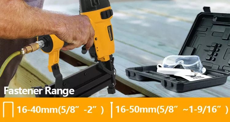 WORKSITE Narrow Crown Air Stapler, Pneumatic 18G, Ideally for Furniture, Flooring, Wooden Ornament / Picture Frame, Roofing Palm - PNT388 Worksite Hand Tools