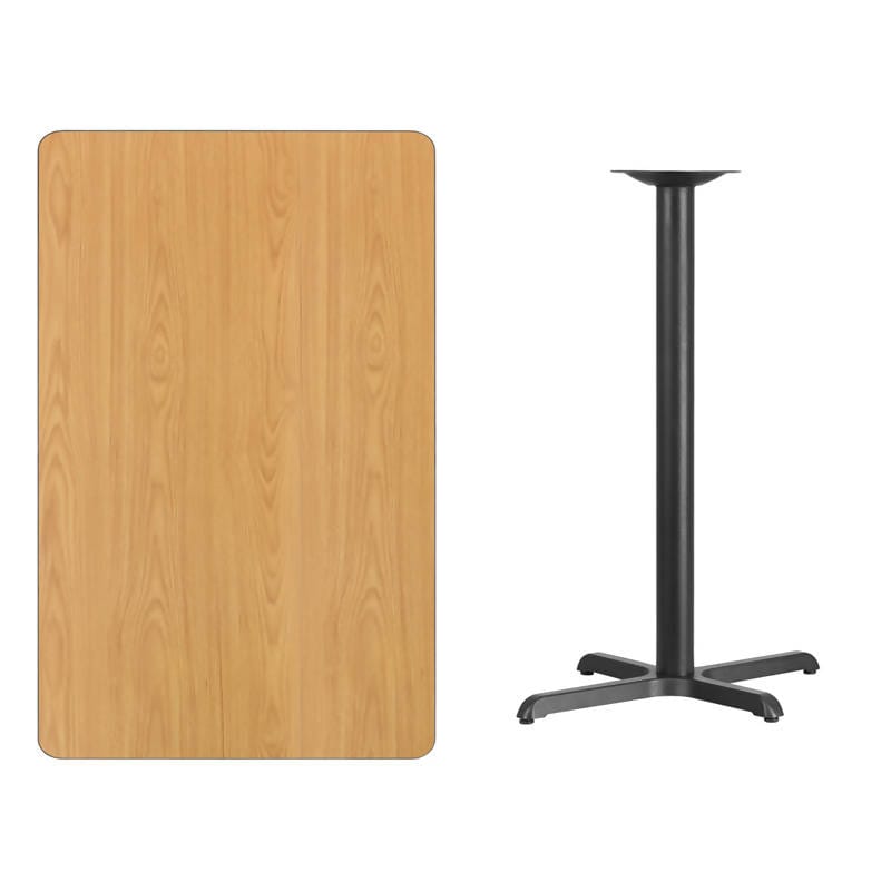 30'' x 48'' Rectangular Black Laminate Table Top with 23.5'' x 29.5'' Bar Height Table Base [XU-BLKTB-3048-T2230B-GG] Fl Furniture