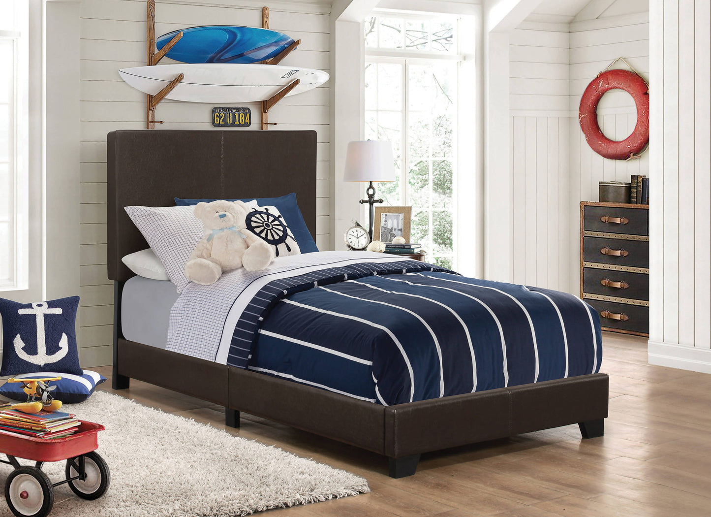 Dorian Upholstered Twin Bed Brown - 300762T Pie's Variety Store