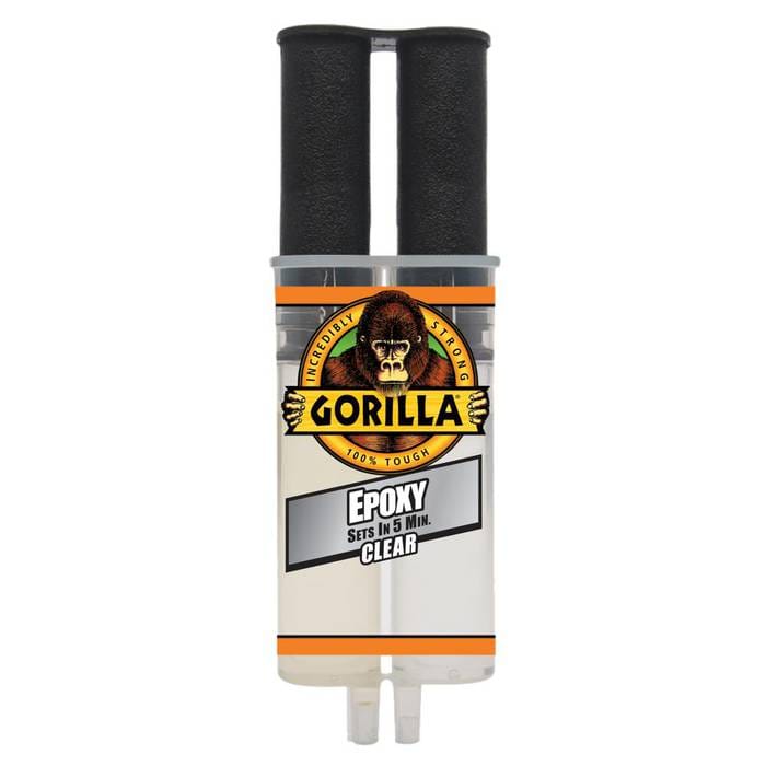 Gorilla Epoxy Syringe 25ml (0.85 OZ), For Incredibly Strong, Permanent, Fast and Gap Filling Bond and Solvent Resistant. Ideal for Wood, Metal, Stone, Ceramic, Glass, Plastic, PVC Sheet, Brick, Concrete, Foam and More - 4200102 MEGA