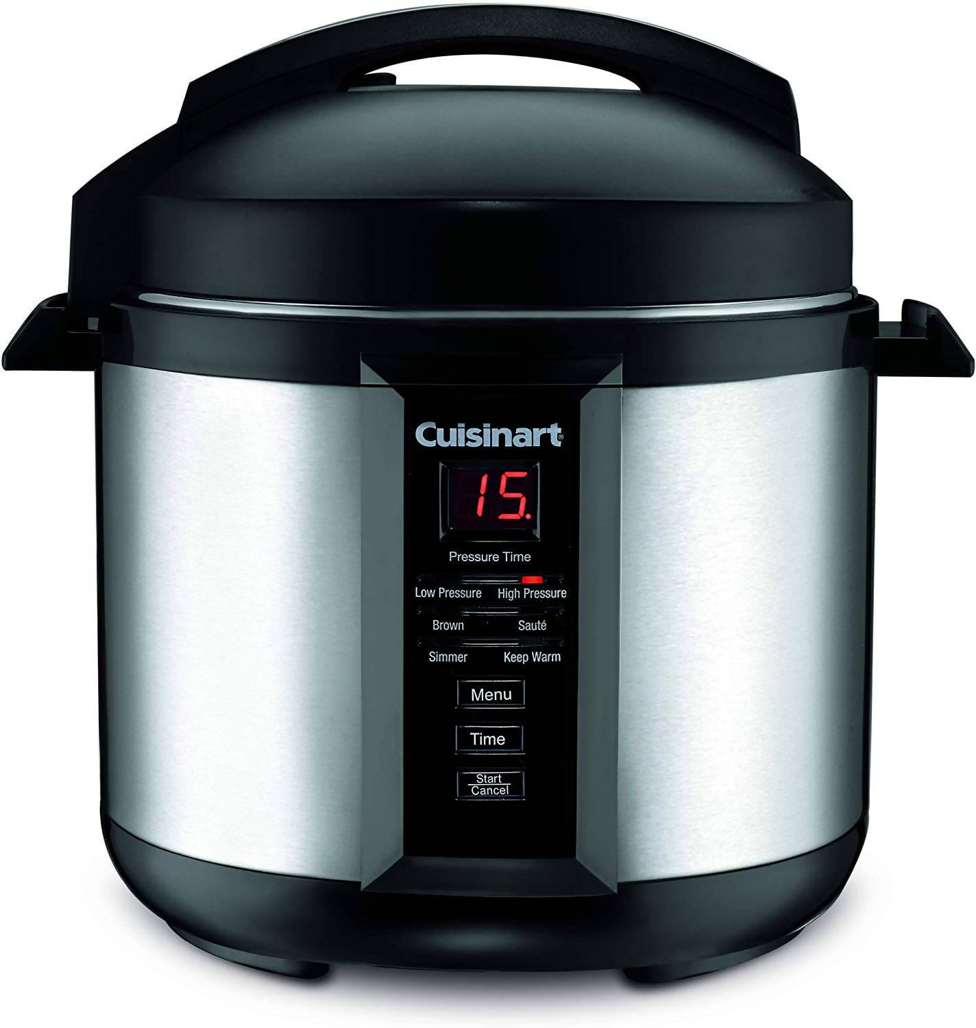Cuisinart 6 Quart 1000 Watt Electric Pressure Cooker (Stainless Steel) This unit traps steam inside, which builds up pressure to create hotter temperatures, and its tight seal locks in heat giving great-tasting meals - CU-CPC-600 Pie's Variety Store