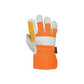 Truper Leather- Cotton Fabric Gloves with Leather Reinforcement in Palm, Index Finger and Thumb, Elastic Band on Top of the Wrists and Polyester Lining. Ideal for Heavy-Duty Applications, Manual and Power Tools Handling and General Purposes - 14246 MEGA