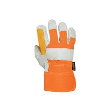 Truper Leather- Cotton Fabric Gloves with Leather Reinforcement in Palm, Index Finger and Thumb, Elastic Band on Top of the Wrists and Polyester Lining. Ideal for Heavy-Duty Applications, Manual and Power Tools Handling and General Purposes - 14246 MEGA