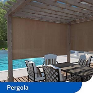 Coolaroo Exterior Roller Shade, Cordless Roller Shade with 95% UV Protection, No Valance, (8' W X 8' L), Walnut  Coolaroo exterior roller shades combine unique knitted fabric and classic design-459079