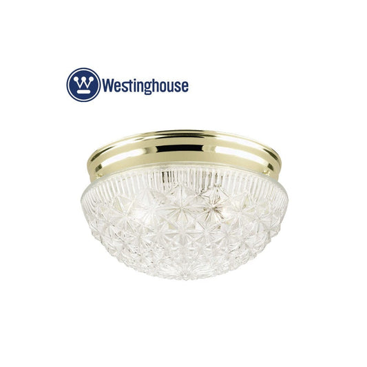 Westinghouse Flush Polish Brass with Clear Facet Glass - 66698 MEGA