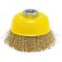 Worksite Wire Cup Brush 100 Millimeter M14, Crimped Wire Cup Brush. For Use With Drill And Angle Grinders. Hex Shank Arbor 4 Inch. Brass Coated. Heavy Duty Cleaning Prior To Welding, Weld Scale And Corrosion Removal, Rust And Paint Removal - WCB075 Worksite Hand Tools