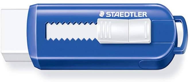 Staedtler PVC-Free Eraser with Sliding Plastic Sleeve detailed erasing and feathering easy - 525 PS1 Pie's Variety Store