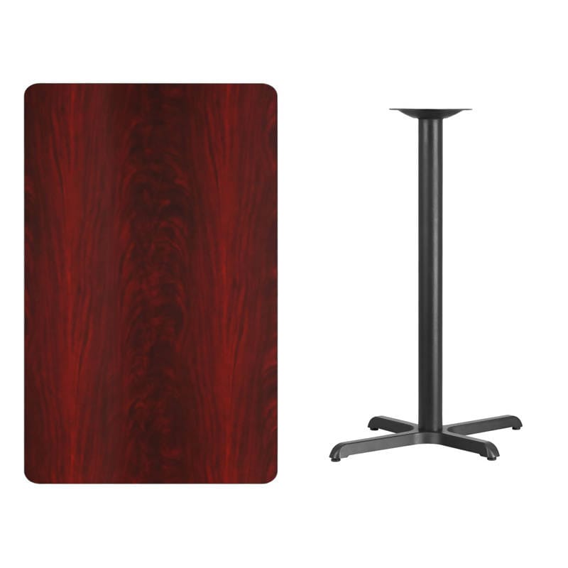 30'' x 48'' Rectangular Black Laminate Table Top with 23.5'' x 29.5'' Bar Height Table Base [XU-BLKTB-3048-T2230B-GG] Fl Furniture