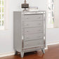 Leighton 5-Drawer Chest Metallic Mercury Collection: This Chest Adds A Touch Of Shimmer To Any Bedroom, Five Large Drawers Offer Plenty Of Convenient Space For Storage. Leighton SKU: 204925 coastmega