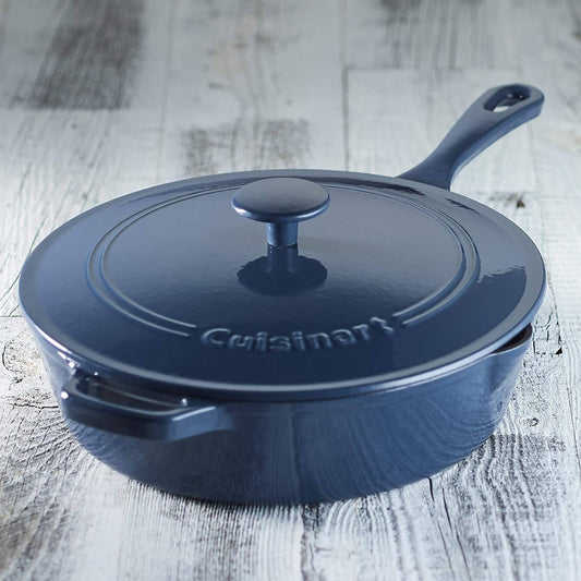 Cuisinart Chef's Classic Enameled Cast Iron 12" Chicken Fryer with Cover (Provencal Blue) - CU-CI45-30BG Elegant AccScents