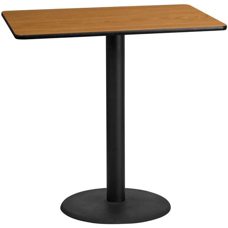 30'' x 48'' Rectangular Black Laminate Table Top with 24'' Round Bar Height Table Base [XU-BLKTB-3048-TR24B-GG] Fl Furniture