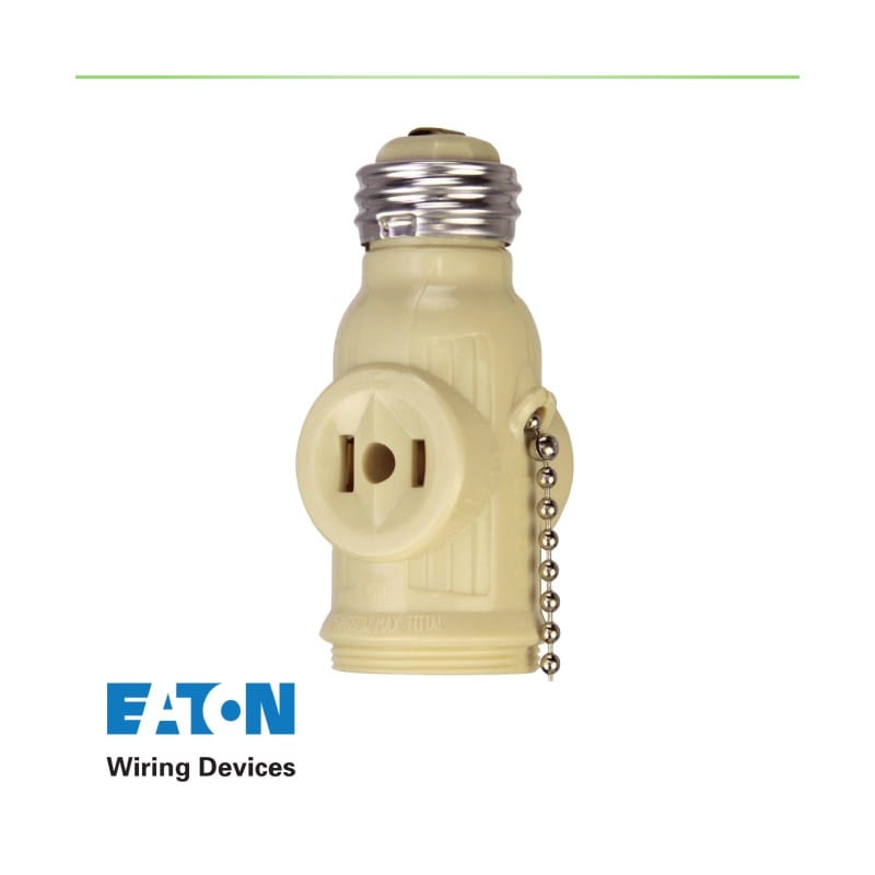 Copper Pull String Socket:  One socket to one socket with two 250W NEMA 1-15R outlets, Pull chain switch MEGA