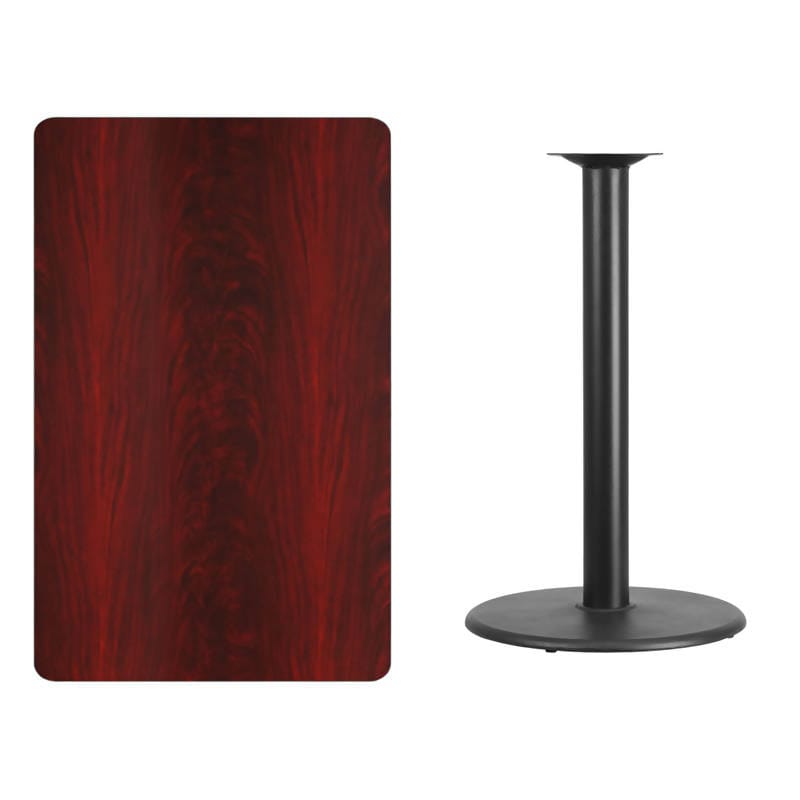 30'' x 48'' Rectangular Black Laminate Table Top with 24'' Round Bar Height Table Base [XU-BLKTB-3048-TR24B-GG] Fl Furniture