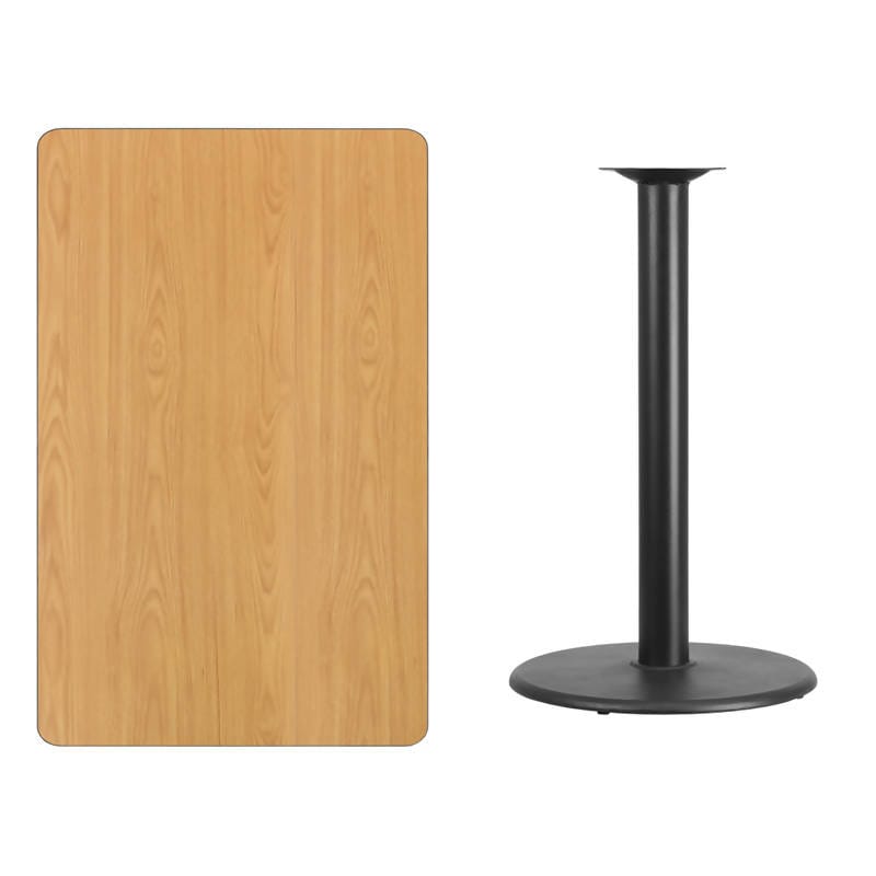 30'' x 48'' Rectangular Black Laminate Table Top with 24'' Round Bar Height Table Base [XU-BLKTB-3048-TR24B-GG] Fl Furniture