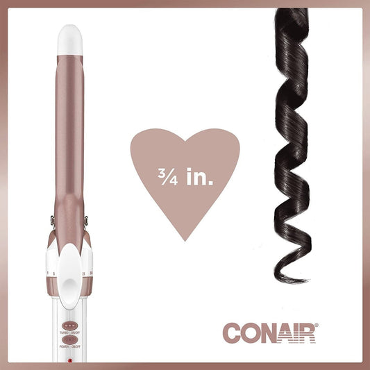 Conair Double Ceramic 3/4 inch Curling Iron (White/Rose Gold) has a higher ceramic content to deliver even heat, fast styling and long-lasting curls - C-CD700GN Pie's Variety Store