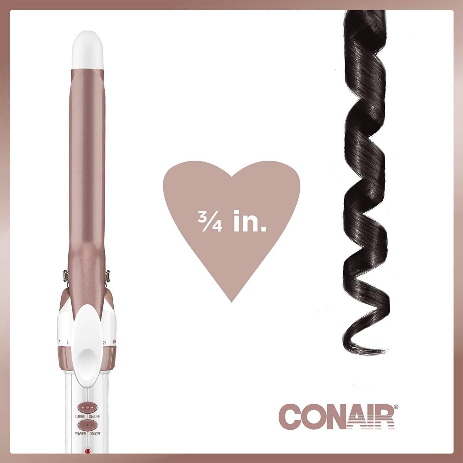 Conair Double Ceramic 3/4 inch Curling Iron (White/Rose Gold) has a higher ceramic content to deliver even heat, fast styling and long-lasting curls - C-CD700GN