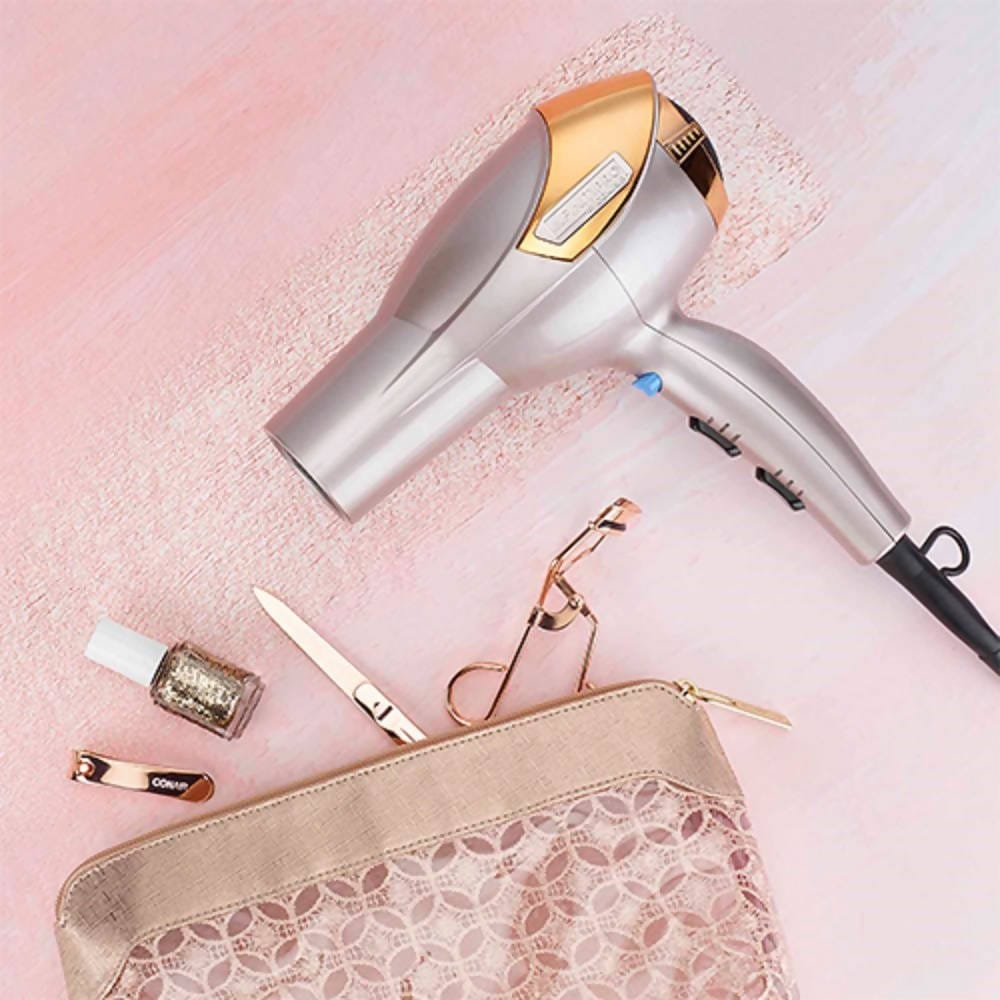 InfinitiPRO by Conair 1875 Watt Lightweight AC Motor Hair Dryer (Rose Gold) - Dries your hair quickly and effortlessly with salon quality results at home. It is lightweight yet powerful, perfect for precision styling - C-584N