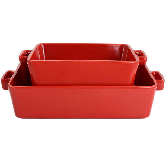 MARTHA STEWART 2PC BAKER SET RED RECTANGULAR & SQUARE - NT-04302 Pie's Variety Store