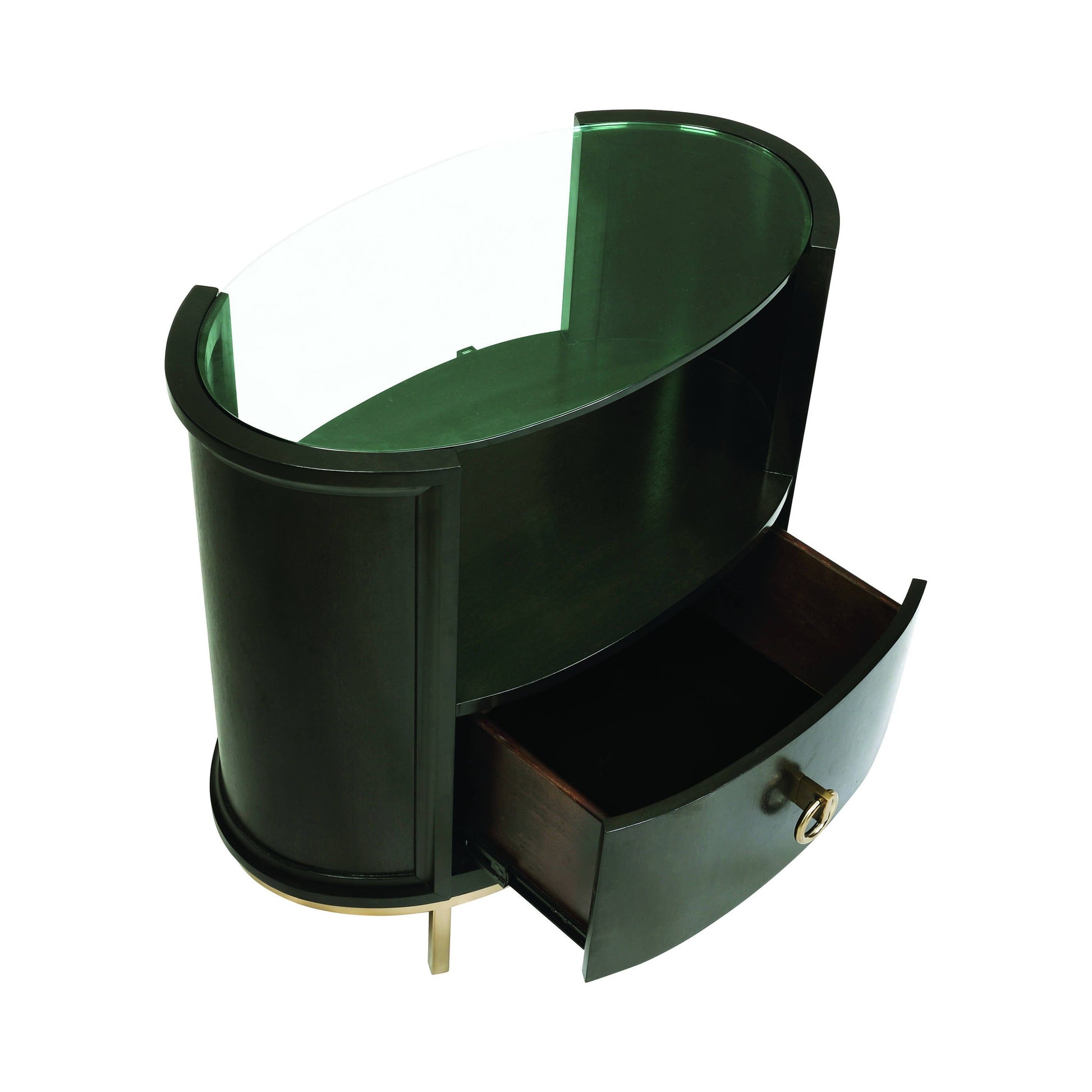 Formosa 1-Drawer Oval Nightstand Americano And Rose Brass Collection: Formosa SKU: 222822 coastmega