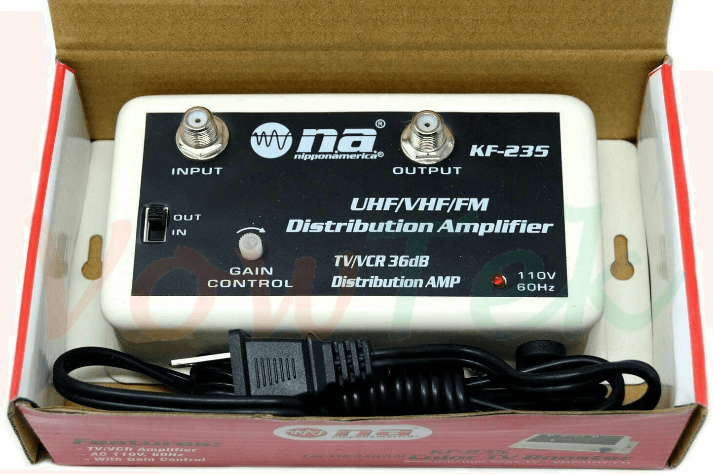 Nippon America's UHF VHF FM Distribution Amplifier 36db gain designed to be used in medium to large distribution systems amplifying signals from 40MHz to 900MHz. This amplifier also amplifies indoor and outdoor -KF-235 Hannah's Variety Store