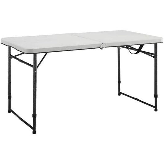 Lifetime Folding Table 4' Rectangular Lifetime 4 Foot Adjustable Fold In Half Tables are constructed of high density polyethylene and have three adjustable height settings - 4429 Hannah Frederick