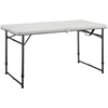 Lifetime Folding Table 4' Rectangular Lifetime 4 Foot Adjustable Fold In Half Tables are constructed of high density polyethylene and have three adjustable height settings - 4429