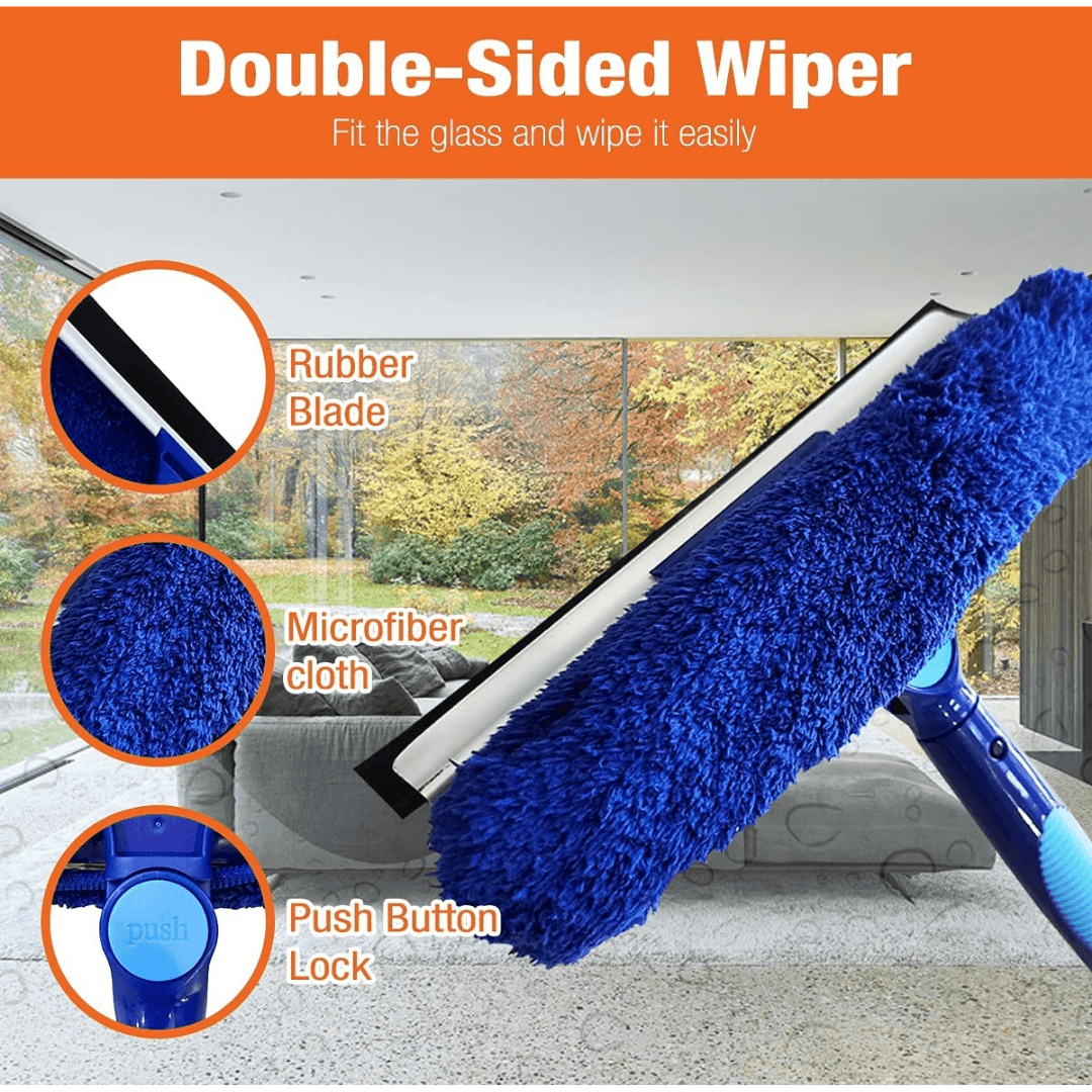 Cleaner 20 Foot Reach Extension Pole Plus Squeegee & Window Washer Telescopic Pole for Window Cleaning Extension Pole for Cleaning Windows - 101078674 ebuystt