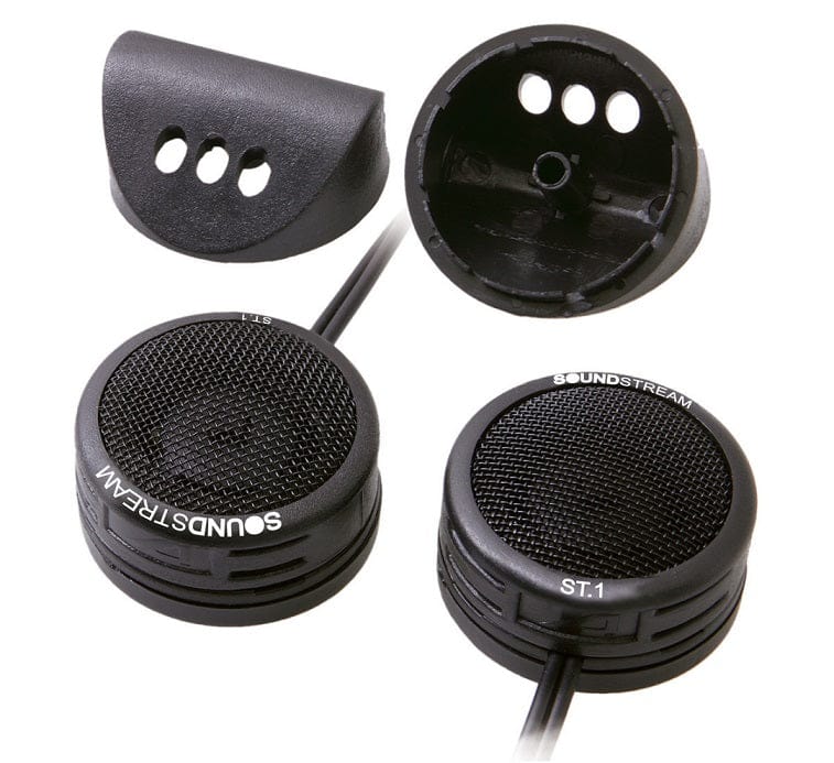 Soundstream Technologies Micro Dome Tweeter With a lightweight Mylar ½-inch dome, the Soundstream ST.1 delivers a dynamic and rich sound from the 4-Ohm impedance with a frequency response of 5 kHz – 25 kHz-ST.1 Hannah's Variety Store
