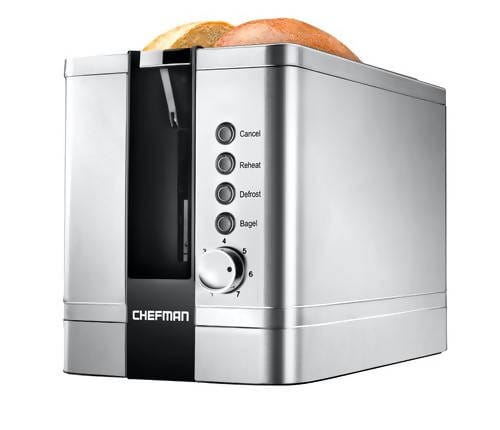 Chefman 2-Slice Pop-Up Stainless Steel Toaster w/ 7 Shade Settings, Extra Wide Slots for Toasting Bagels, Defrost/Reheat/Cancel Functions, Removable Crumb Tray, 850W, 120V, Silver / 407112 dayana sifontes