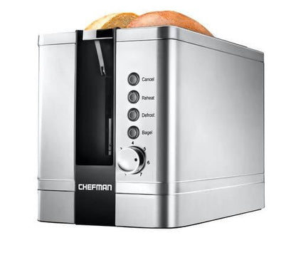 Chefman 2-Slice Pop-Up Stainless Steel Toaster w/ 7 Shade Settings, Extra Wide Slots for Toasting Bagels, Defrost/Reheat/Cancel Functions, Removable Crumb Tray, 850W, 120V, Silver / 407112 dayana sifontes