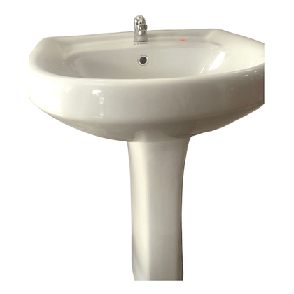 Arrow Face Basin and Pedestal, a growing evolution collection goes well with casual bathroom décor. - #307