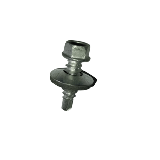 Steel Self-Drilling Screw, Zinc Plated Finish, Hex Washer Head, External Hex Drive, Sealing, Includes Washer - SS001 MEGA