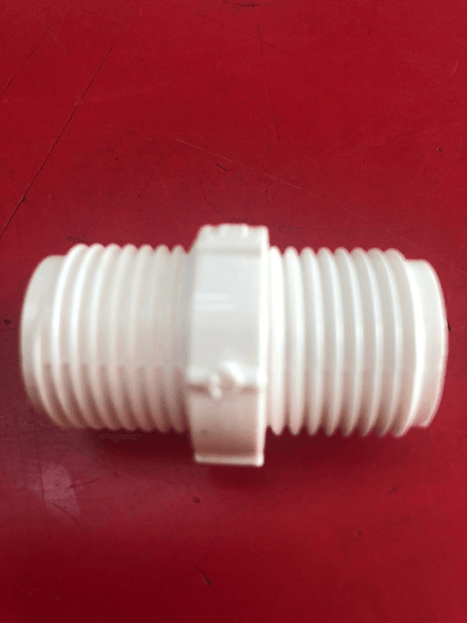 Pipe Fitting, Hex Nipple, White, 1/2