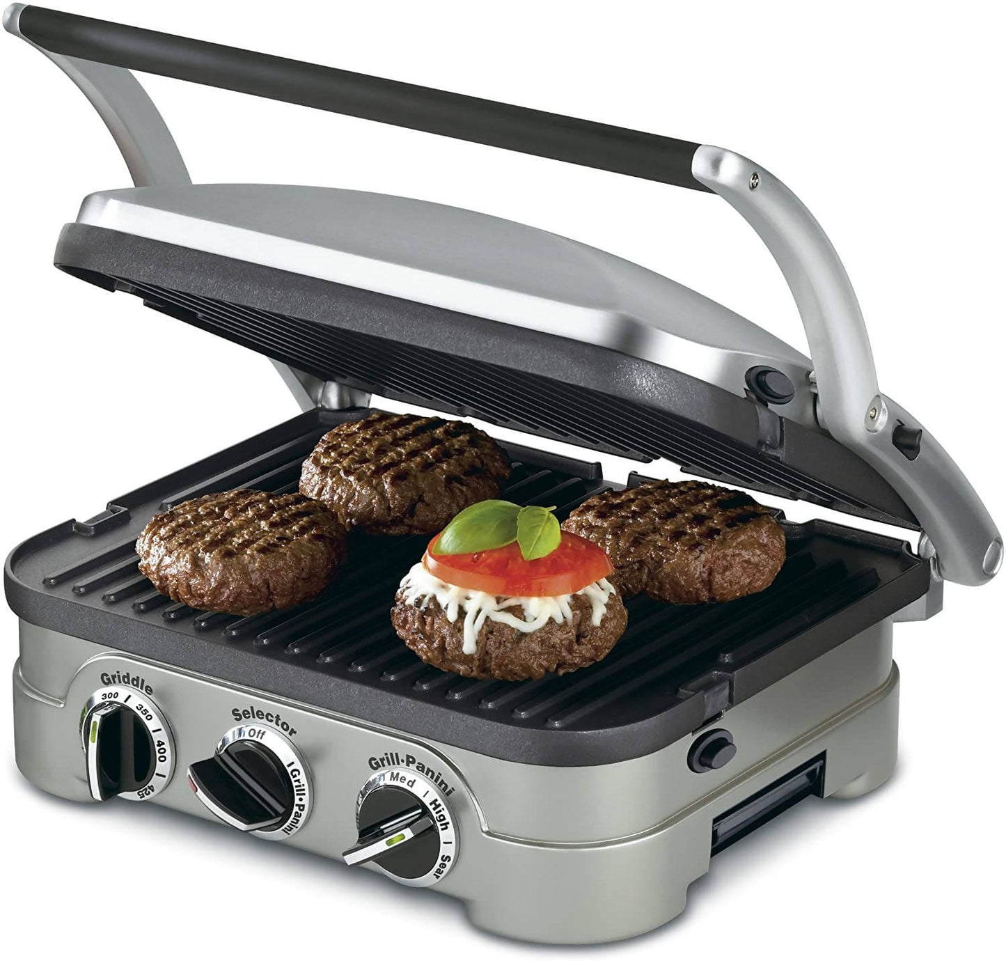 Cuisinart 5-in-1 Griddler can handle everything from pancakes and sausages to grilled cheese to steaks, hamburgers, and panini. - CU-GR-4 Pie's Variety Store