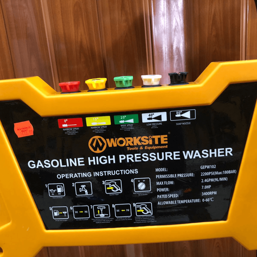Worksite Speed Control Program WORKSITE Gasoline Pressure Washer 7.0HP and 150Bar (2200PSI) Engine Sp ...
