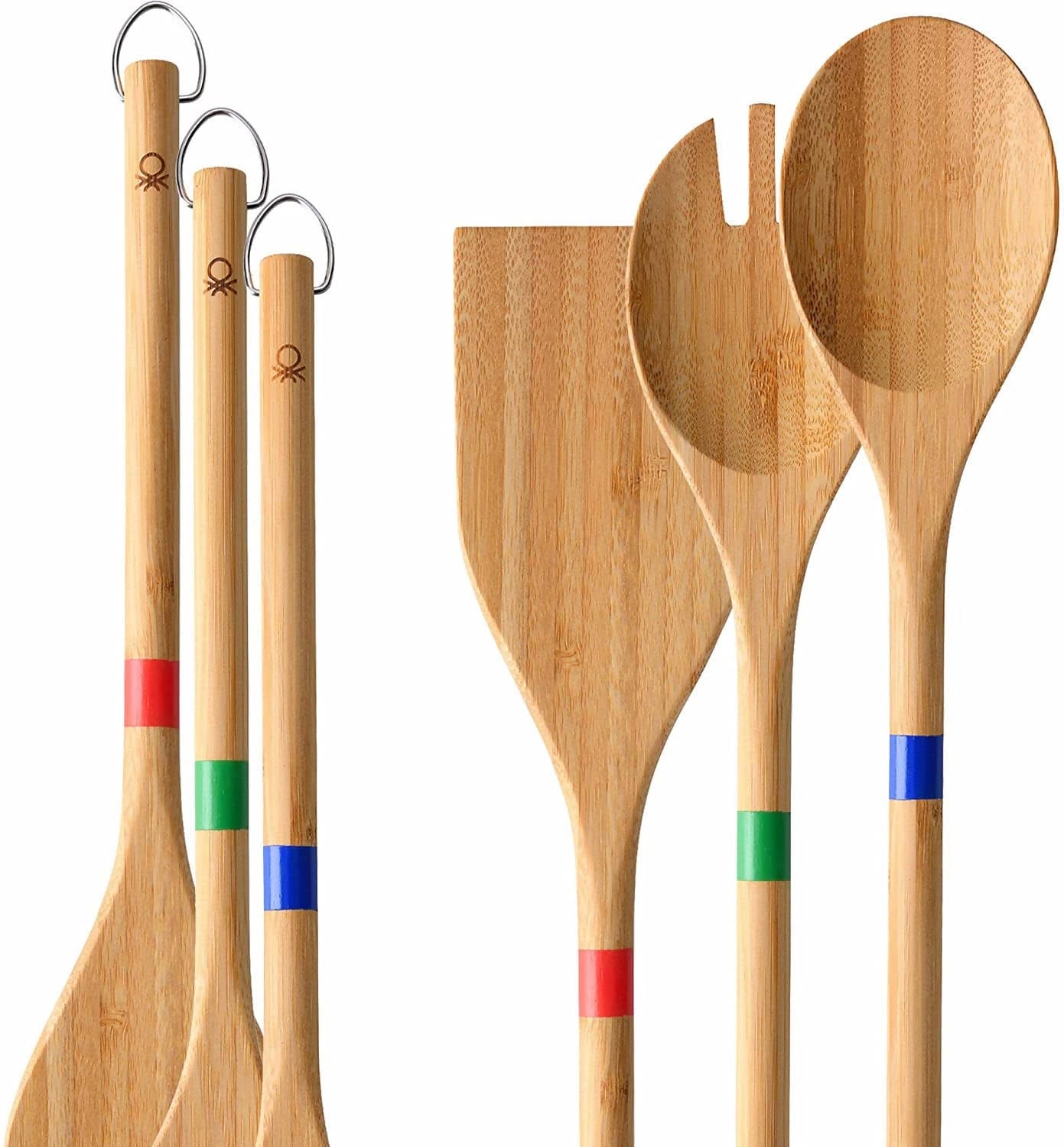 Bennetton Set of 3 Bamboo Kitchen Utensils can be used on any nonstick cookware and is ideal for stir-frying, sauteing, deep frying, steaming and parboiling, scooping rice and more - 0364